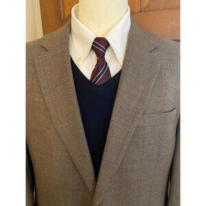 Jos. A. Bank Sport Coat‎ Men 44R Brown Windowpane Wool Two-Button Blazer Jacket
